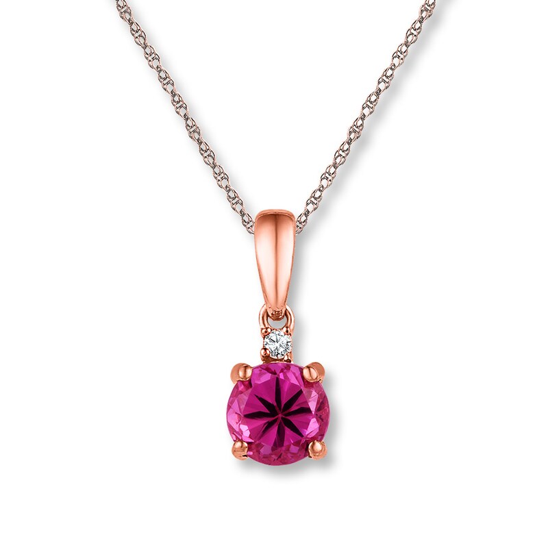 Lab-Created Sapphire Diamond Necklace 10K Rose Gold | Kay Outlet