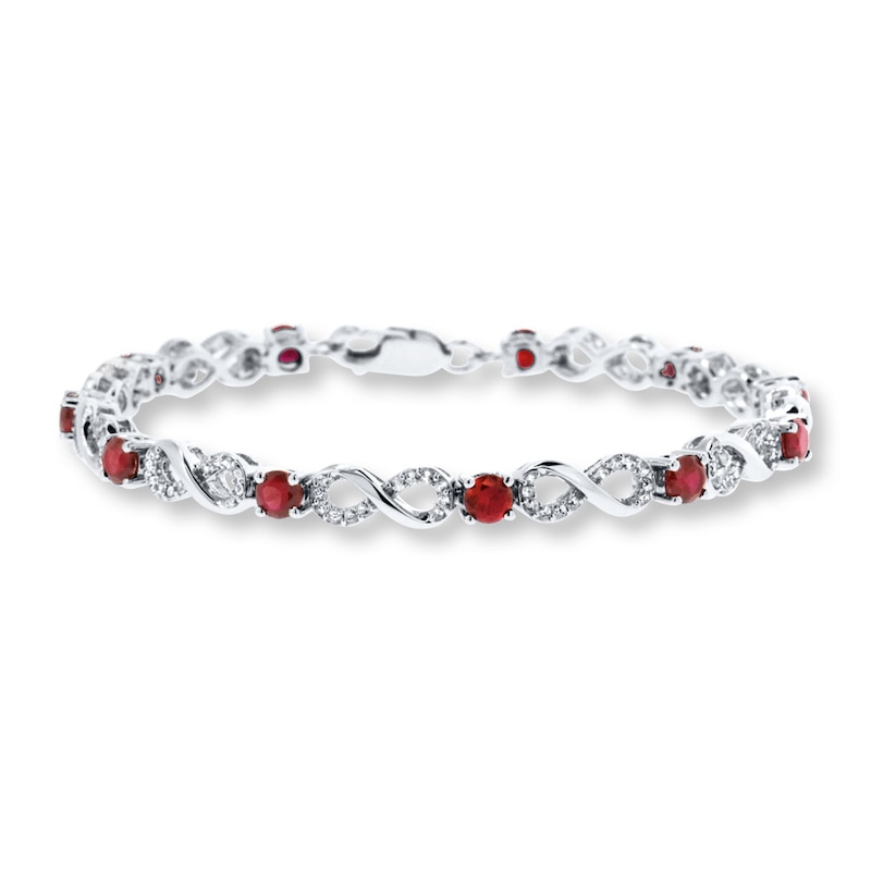 Infinity Bracelet Lab-Created Rubies Sterling Silver
