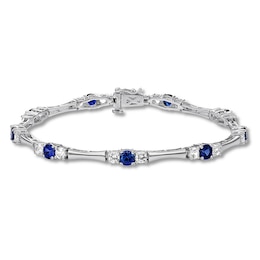 Blue & White Lab-Created Sapphire Bracelet Sterling Silver