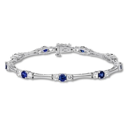 Blue & White Lab-Created Sapphire Bracelet Sterling Silver
