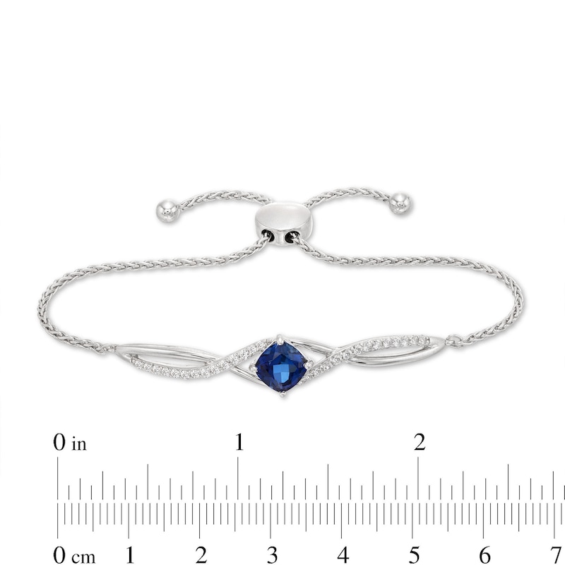 Main Image 2 of Lab-Created Sapphire Bolo Bracelet Blue & White Sterling Silver