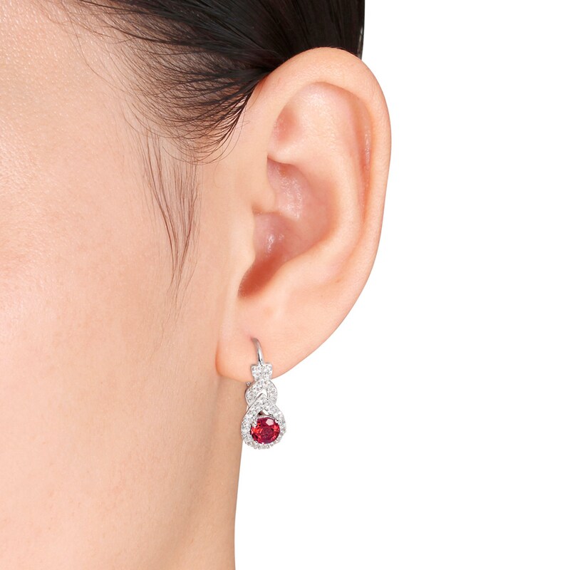 Lab-Created Ruby Earrings Lab-Created Sapphires Sterling Silver