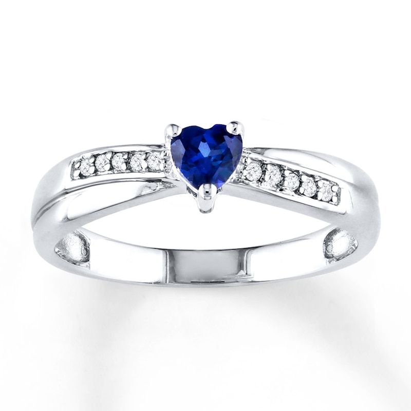 Main Image 1 of Lab-created Sapphire Ring 1/20 ct tw Diamonds Sterling Silver