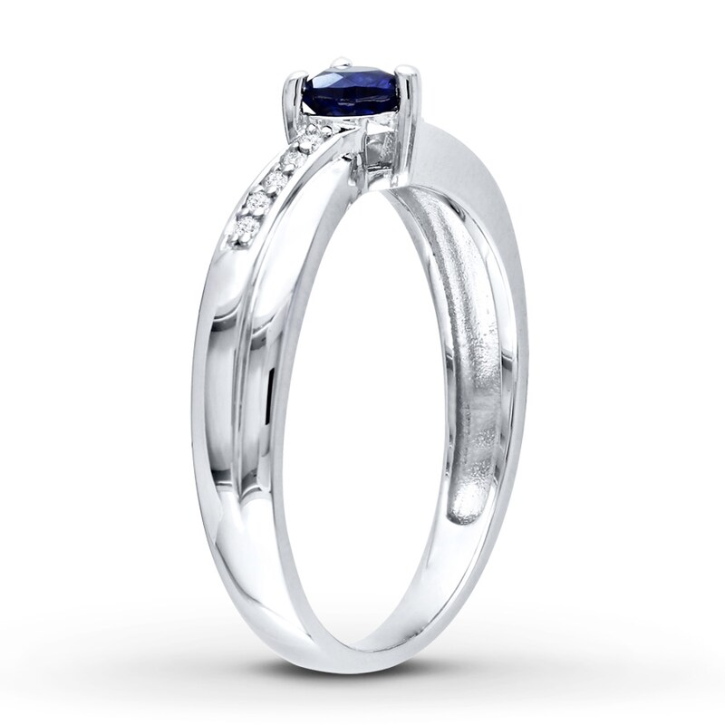 Main Image 2 of Lab-created Sapphire Ring 1/20 ct tw Diamonds Sterling Silver