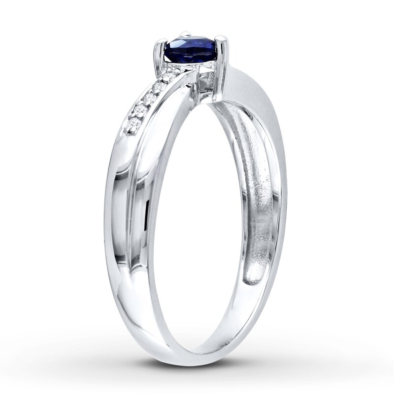 Lab-created Sapphire Ring 1/20 ct tw Diamonds Sterling Silver