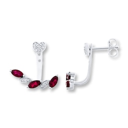 Front-Back Earrings Lab-Created Rubies Sterling Silver