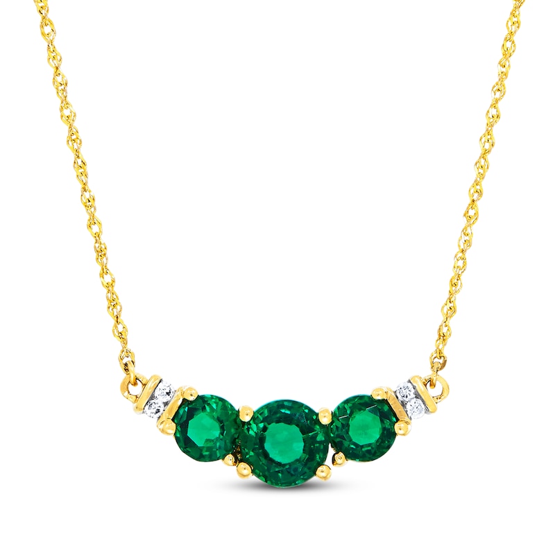 Lab-Created Emerald Diamond Accents 10K Yellow Gold Necklace