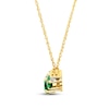 Thumbnail Image 1 of Lab-Created Emerald Diamond Accents 10K Yellow Gold Necklace