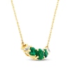 Thumbnail Image 2 of Lab-Created Emerald Diamond Accents 10K Yellow Gold Necklace