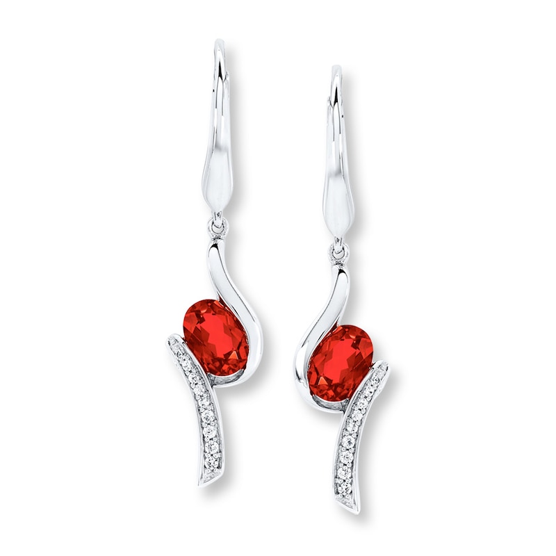 Main Image 2 of Lab-Created Ruby Earrings Lab-Created Sapphires Sterling Silver