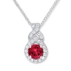 Thumbnail Image 1 of Lab-Created Ruby & Sapphire Sterling Silver Necklace