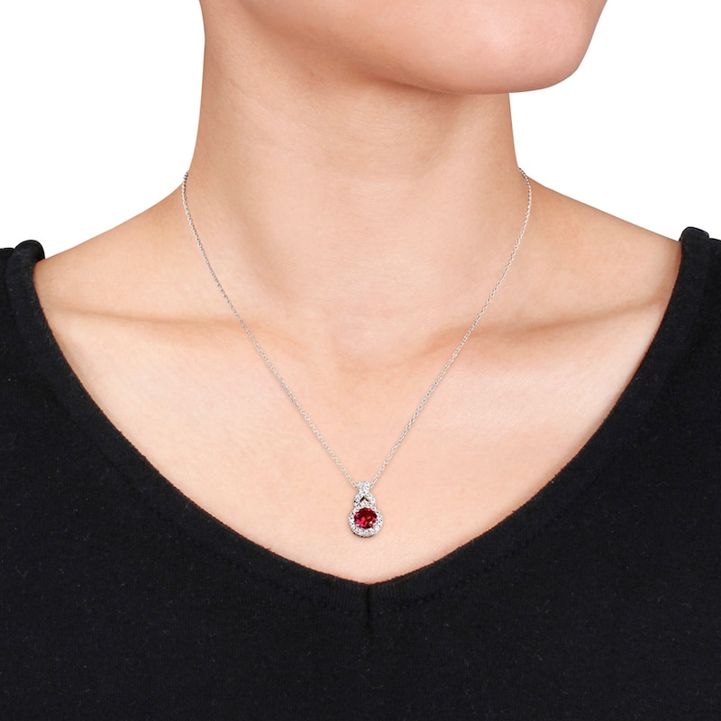 Main Image 2 of Lab-Created Ruby & Sapphire Sterling Silver Necklace