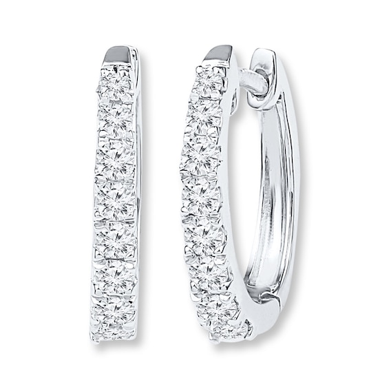 Hoop Earrings Lab-Created White Sapphires Sterling Silver