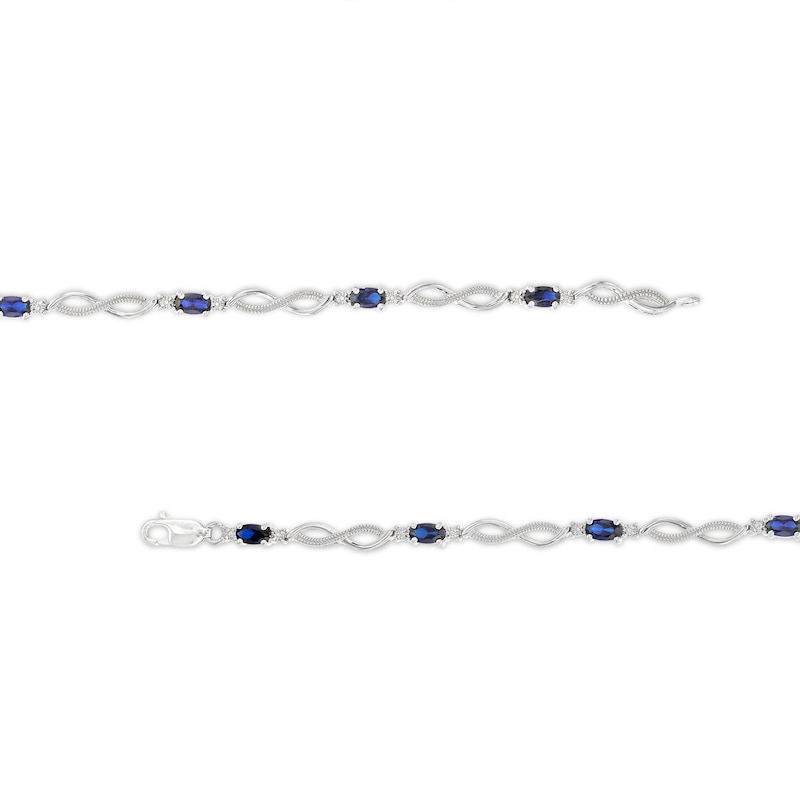 Main Image 2 of Lab-Created Sapphire Bracelet with Diamonds Sterling Silver
