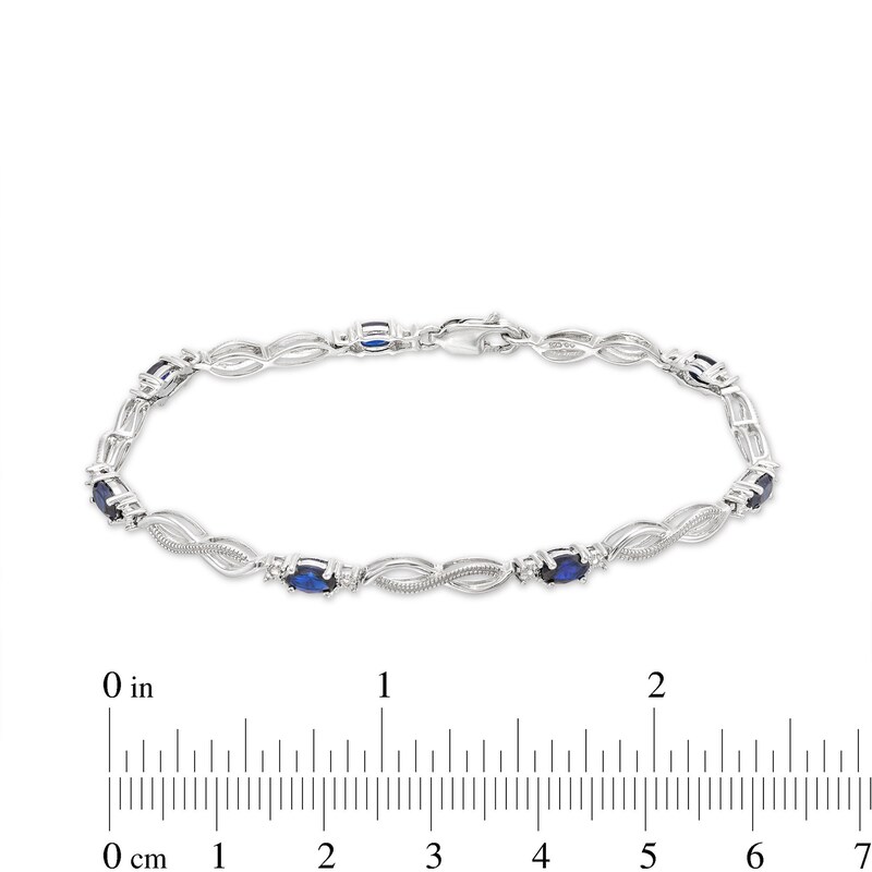 Main Image 3 of Lab-Created Sapphire Bracelet with Diamonds Sterling Silver