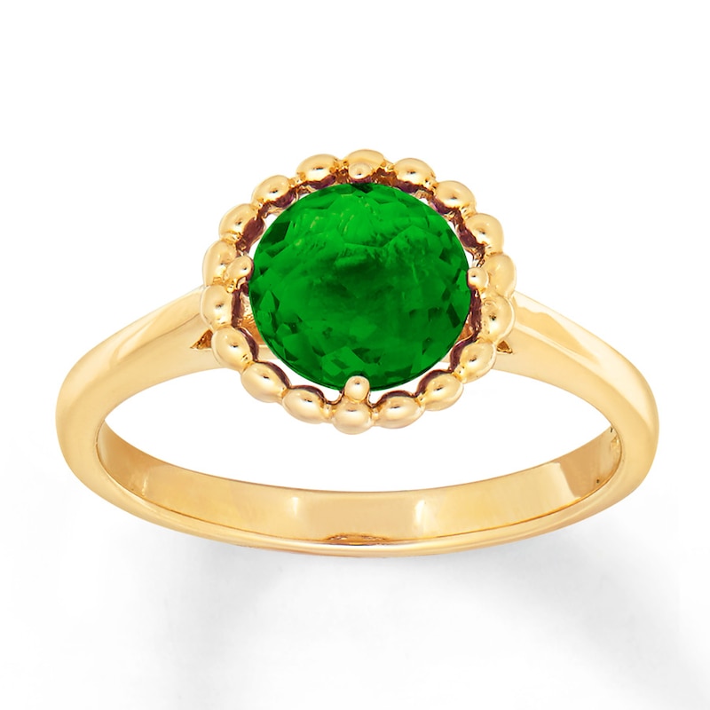 Lab-Created Emerald Ring 10K Yellow Gold