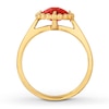 Lab-Created Ruby Ring 10K Yellow Gold