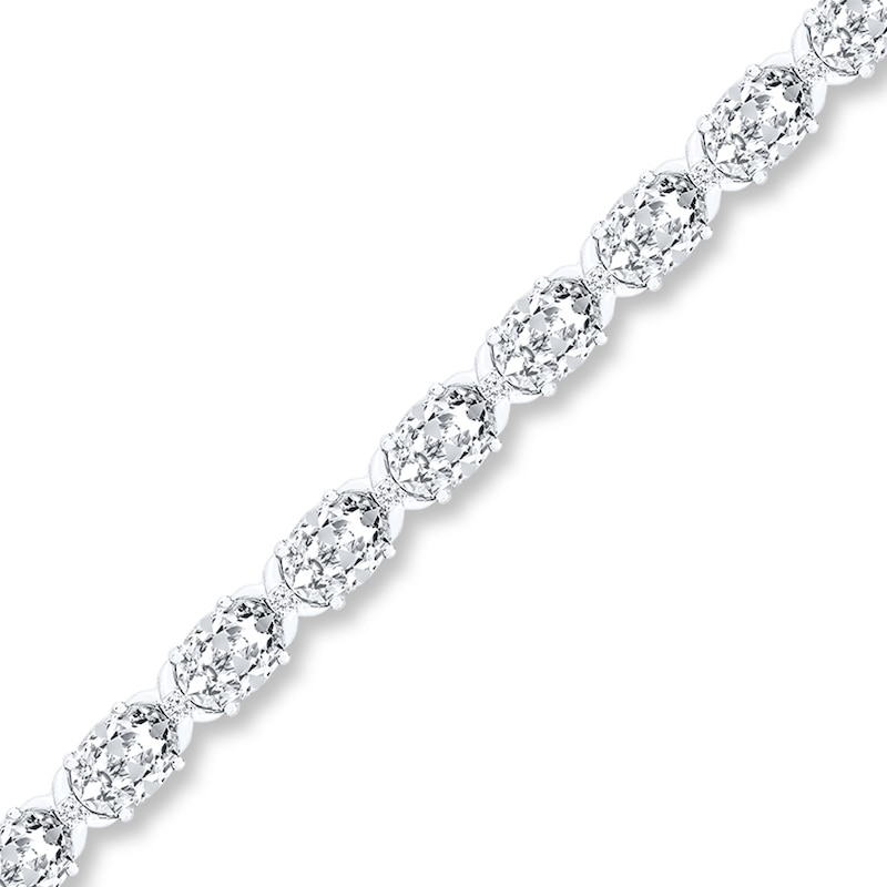 Main Image 1 of Lab-Created White Sapphire Bracelet Sterling Silver 7.25"
