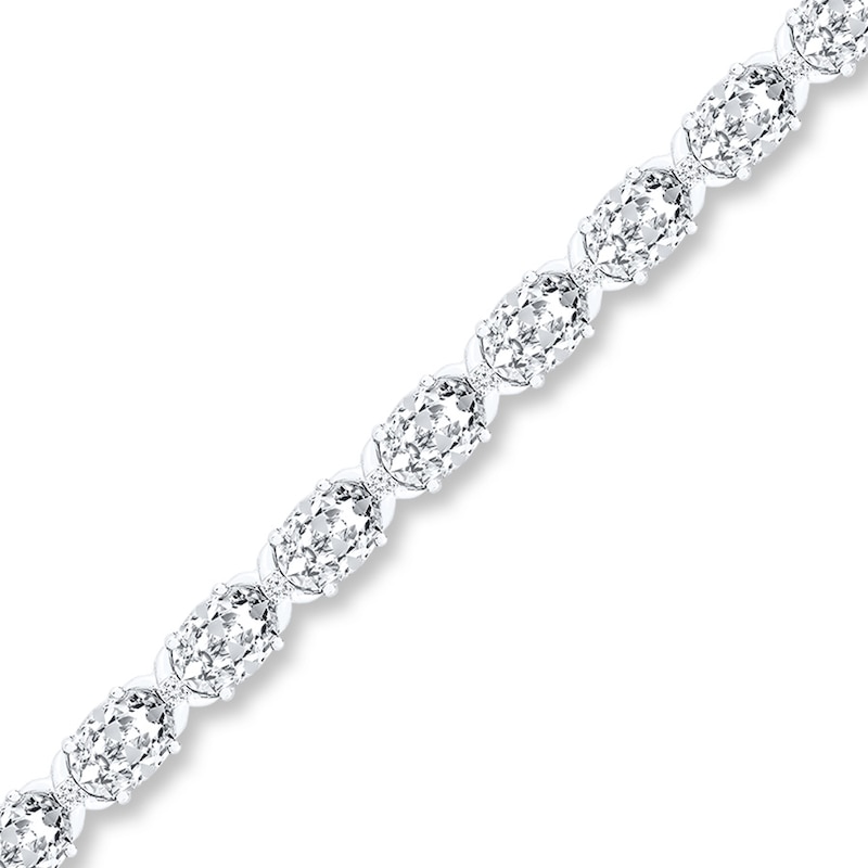 Lab-Created White Sapphire Bracelet Sterling Silver 7.25"