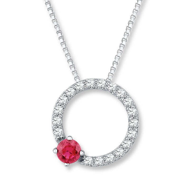 Main Image 1 of Lab-Created Sapphires/Lab-Created Ruby Necklace Sterling Silver