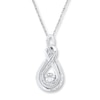 Thumbnail Image 1 of White Lab-Created Sapphire Double Infinity Necklace Sterling Silver 18"