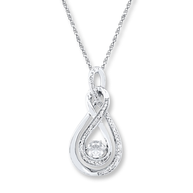 Main Image 1 of White Lab-Created Sapphire Double Infinity Necklace Sterling Silver 18"