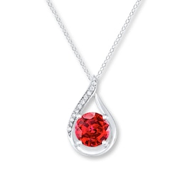 Lab-Created Ruby Lab-Created Sapphire Sterling Silver Necklace