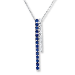 Bar Necklace Lab-Created Sapphires Sterling Silver
