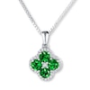 Thumbnail Image 0 of Lab-Created Emerald & Sapphire Necklace Sterling Silver
