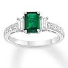 Thumbnail Image 0 of Lab-Created Emerald Ring Lab-Created Sapphires Sterling Silver