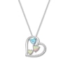 Thumbnail Image 0 of Lab-Created Opal Heart Necklace Sterling Silver