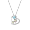 Thumbnail Image 1 of Lab-Created Opal Heart Necklace Sterling Silver