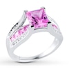 Thumbnail Image 1 of Lab-Created Sapphire Ring 1/10 ct tw Diamonds Sterling Silver