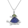 Thumbnail Image 0 of Turtle Necklace Peridot/Lab-Created Sapphires Sterling Silver