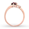 Thumbnail Image 1 of Heart Ring Lab-Created Ruby Lab-Created Sapphire 10K Rose Gold