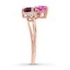 Thumbnail Image 2 of Heart Ring Lab-Created Ruby Lab-Created Sapphire 10K Rose Gold