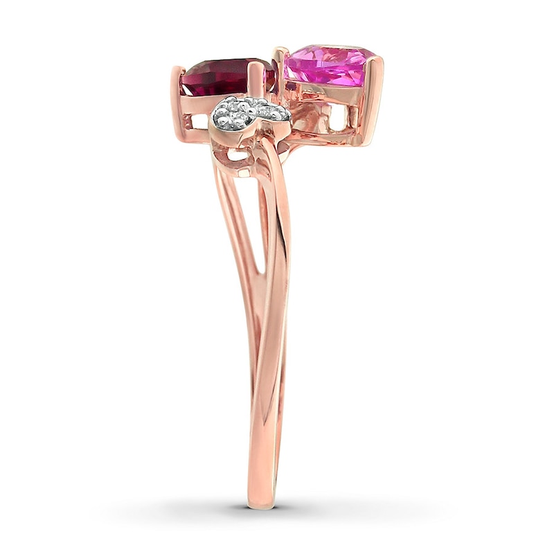 Heart Ring Lab-Created Ruby Lab-Created Sapphire 10K Rose Gold