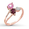 Thumbnail Image 3 of Heart Ring Lab-Created Ruby Lab-Created Sapphire 10K Rose Gold