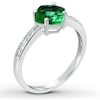 Thumbnail Image 1 of Lab-Created Emerald Ring Lab-Created Sapphires Sterling Silver