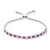 Thumbnail Image 1 of Lab-Created Ruby Bolo Bracelet Sterling Silver 9.5" Adjustable
