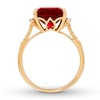 Lab-Created Ruby Ring 1/20 ct tw Diamonds 10K Yellow Gold