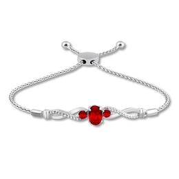 Lab-Created Ruby Bolo Bracelet Sterling Silver 9.5&quot;