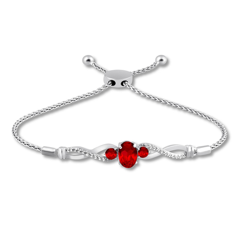 Lab-Created Ruby Bolo Bracelet Sterling Silver 9.5"