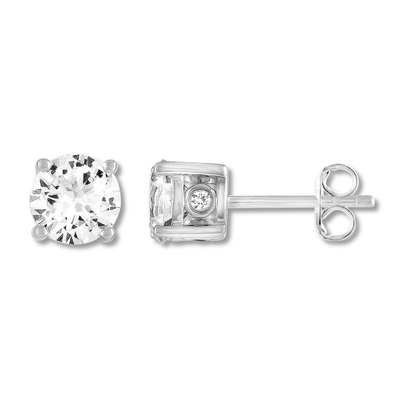 Main Image 1 of Lab-Created White Sapphire Earrings Sterling Silver