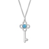 Thumbnail Image 0 of Lab-Created Blue Opal Key Necklace Sterling Silver