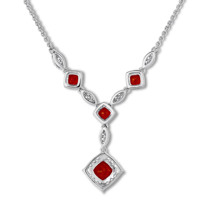 Lab-Created Ruby Necklace Lab-Created Sapphires Sterling Silver