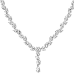 Lab-Created White Sapphire Lariat Necklace Sterling Silver 17.5&quot;