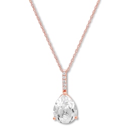 Lab-Created White Sapphire Necklace 10K Rose Gold