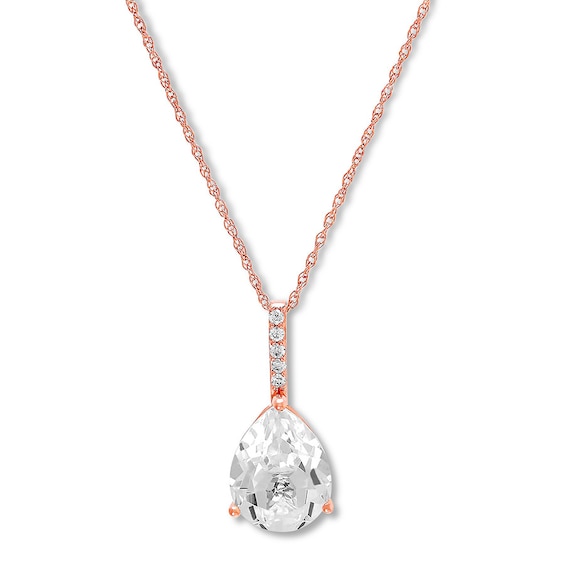 Lab-Created White Sapphire Necklace 10K Rose Gold