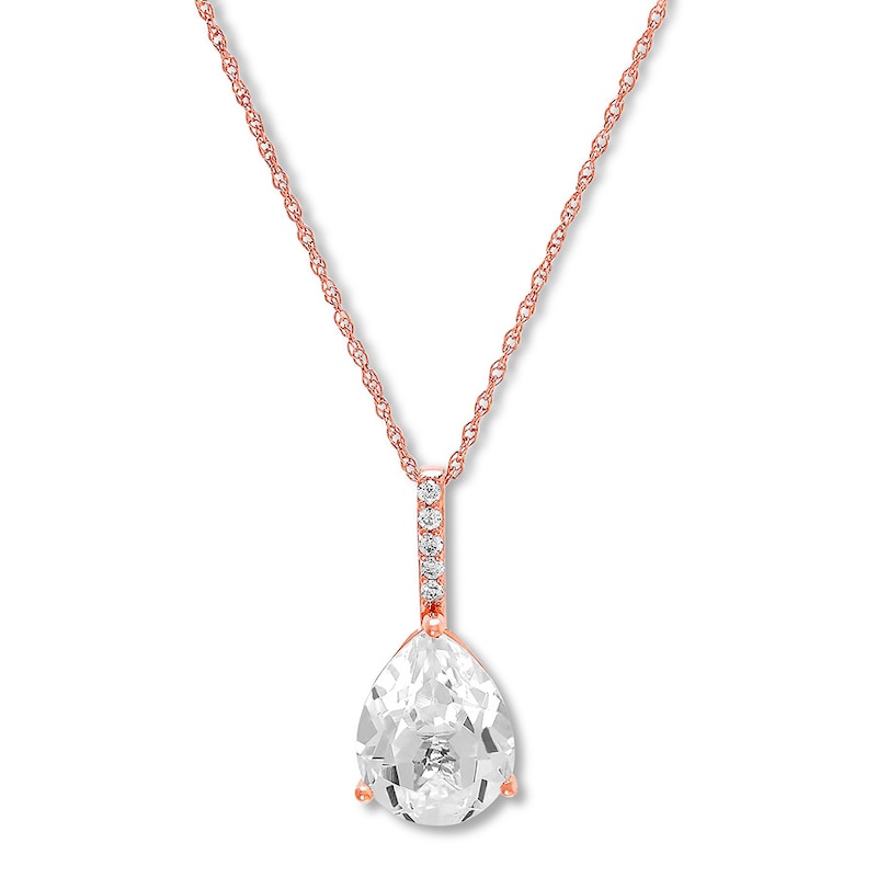 Lab-Created White Sapphire Necklace 10K Rose Gold